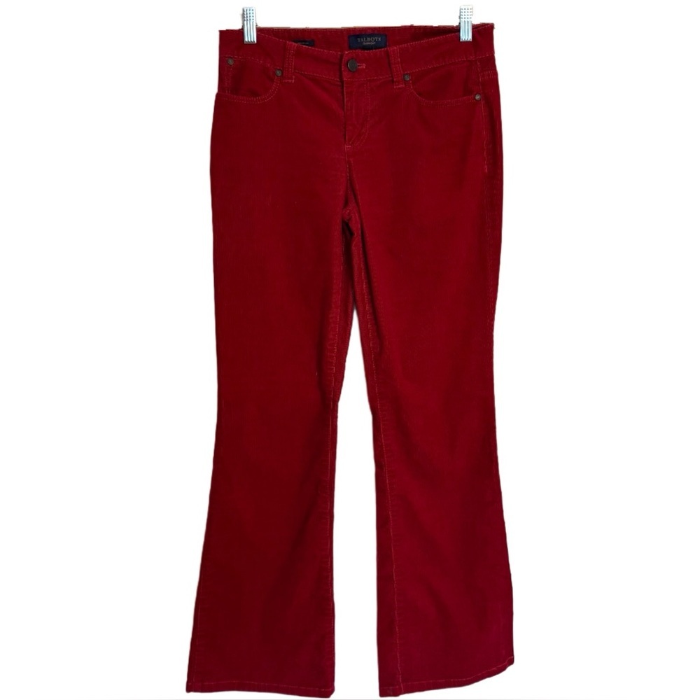 Talbots Size 4 Red Corduroy Pants Signature Boot Trousers Classic Holiday